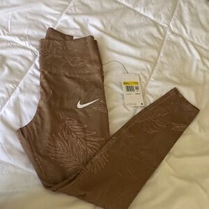 Nike Tan Leggings with White Swoosh